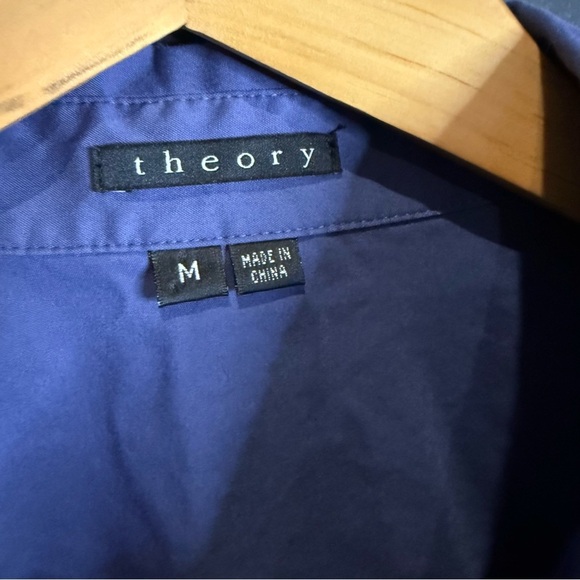 Theory Blue Button Down Shirt Classic Tailored Fit cotton blend size M - Picture 3 of 9